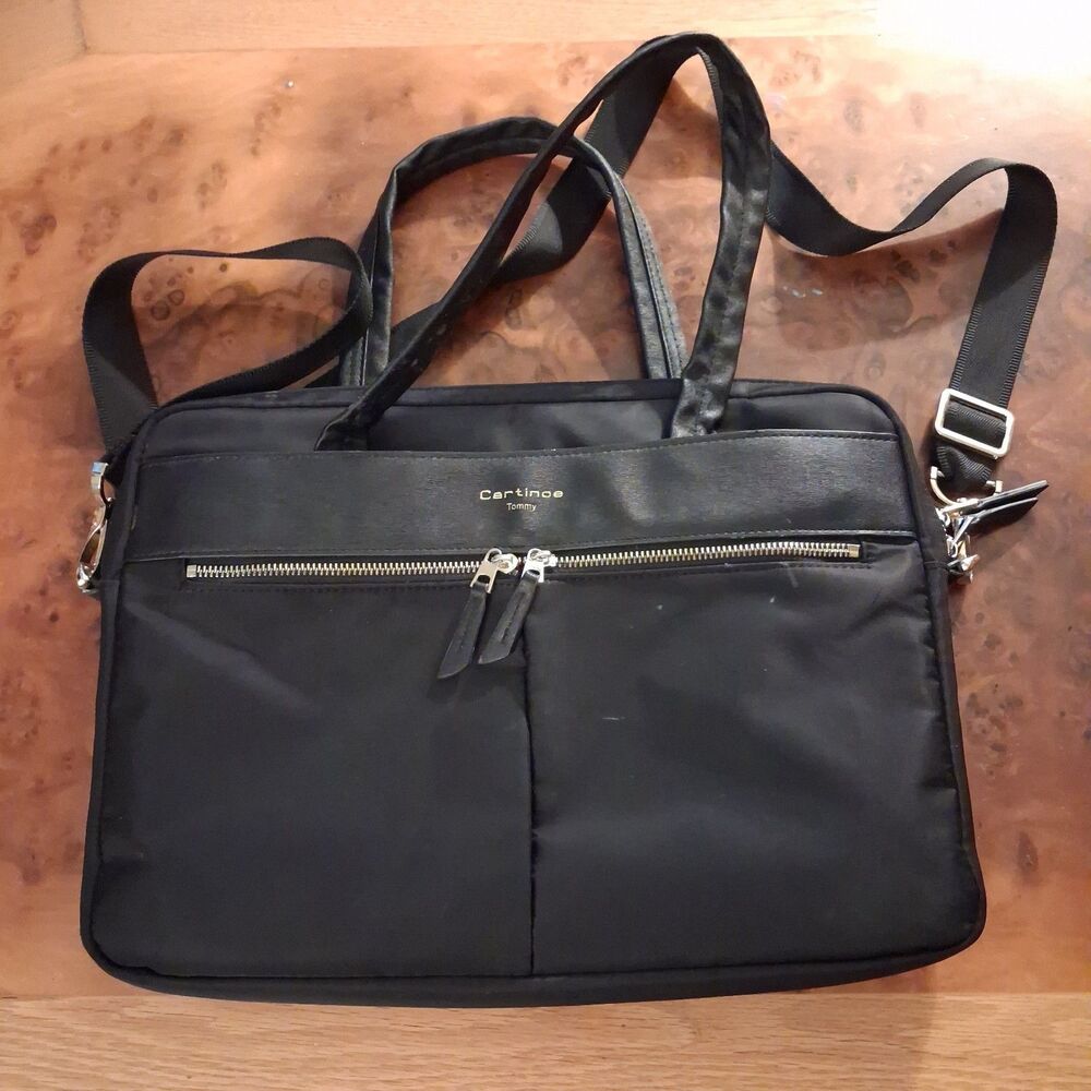 cartinoe tommy laptop briefcase messenger bag black nylon padded shoulder strap